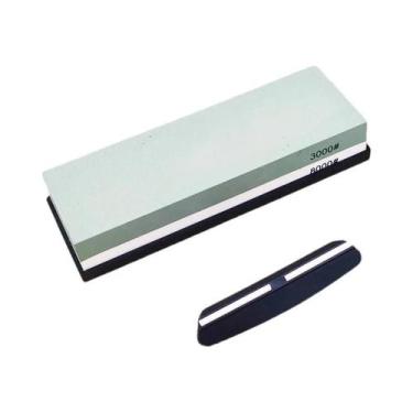 Imagem de Kit Profissional De Pedras De Afiar Facas Com Base De Bambu Antiderrap