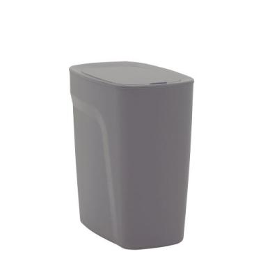 Imagem de Lixeira Tramontina Compact em Polipropileno Cinza com Tampa Click 8,5 