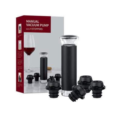 Imagem de Kit 2 Tampas A Vacuo Garrafa Vinho Acessorio Home&Co Plástico Preto