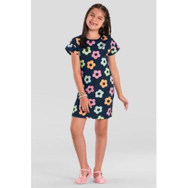 Imagem de Vestido infantil menina florido colorido Brandili -Azul, 8, Azul