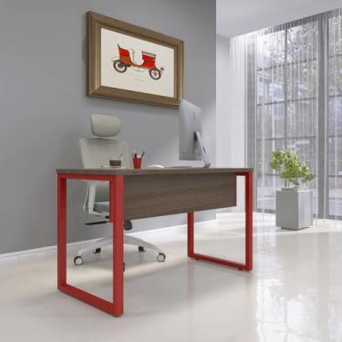 Imagem de Escrivaninha Mesa Escritório X 150cm Industrial Walnut E Vermelho - Pa