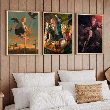 Imagem de Conjunto de tela para pintura de parede Chainsaw Man 3 painéis 30x45cm