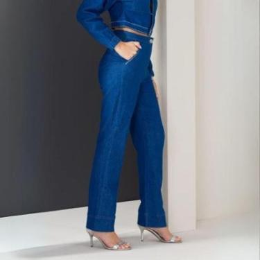 Imagem de Calça Feminina Jeans Reta Social Strass-Feminino