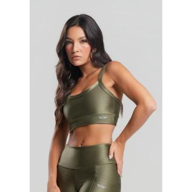 Imagem de Top Fitness Poliamida Texturizado Com Brilho Verde Salvatore, M