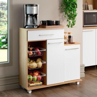 Imagem de Balcao Cozinha Ditália Mf-185 Carvalho Branco - DITÁLIA MÓVEIS