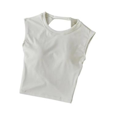 Imagem de Top De Yoga Sexy Feminino Sem Costas, Manga Curta, Com Almofada Fixa N