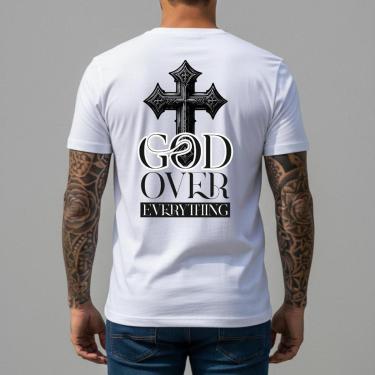 Imagem de Camiseta Personalizada Masculina God Over Everything Congressos Eventos Camisa Basica Algodão-Masculino