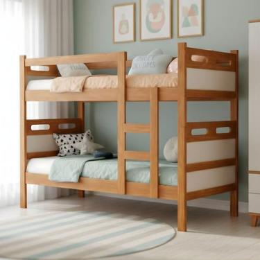 Imagem de Beliche Jaspe 2 Em 1 Vira Duas Camas Solteiro Em MDF Com Pés De Madeir