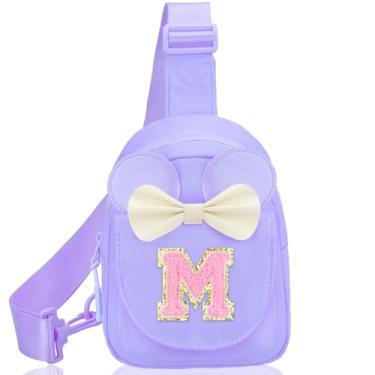Imagem de Mochilas pequenas para meninas – Presentes de aniversário para meninas, para 3, 4, 5, 6, 7, 8, 9, 10 anos, pochete personalizada, pequena, rosa, bolsa tiracolo para crianças e meninas, Roxa, M