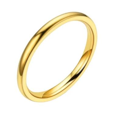 Imagem de Anéis Finos De Aço Inoxidável Rose Gold De 2mm Para Mulheres E Meninas