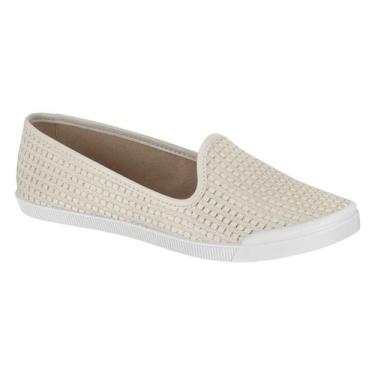 Imagem de Sapatilha Feminina Casual Moleca Conforto Tênis Branco Off, Creme, 35