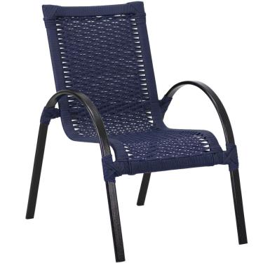 Imagem de Cadeira Mini Garden Corda Náutica Em Alumínio área Piscina Azul Marinho