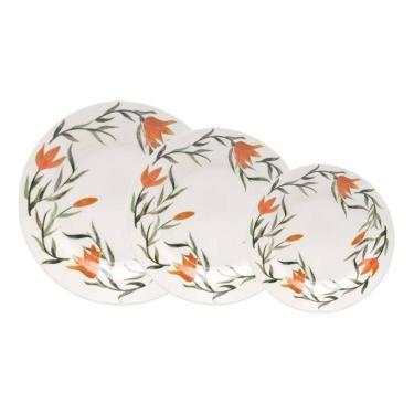 Imagem de Kit Jogo Pratos Jantar Para 2 Pessoas 6Pçs Oxford Lírios