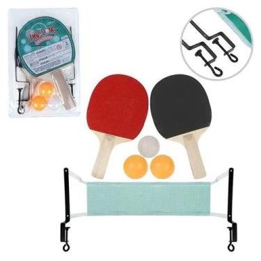 Imagem de KIT Ping Pong Tênis de Mesa Com 2 Raquetes Anatômicas, 3 Bolas, 1 Rede