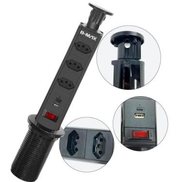 Imagem de Tomada Forma De Torre Retrátil De Embutir Em Mesa Bancada 20a 3 Entrad