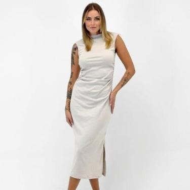 Imagem de Vestido Gris Regata Midi Gola Alta Feminino-Feminino