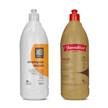 Imagem de Kit pré-poo Yamasterol Argan e Shampoo Argan 900ml Para Cabelos Ressec