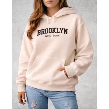 Imagem de Moletom Canguru Estampado Brooklyn Feminino Quentinho Frio - Alice Fre
