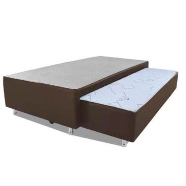 Imagem de Cama  Box Bicama  Auxiliar Solteiro  Sintético Espuma 8cm 40x88x188 Marrom