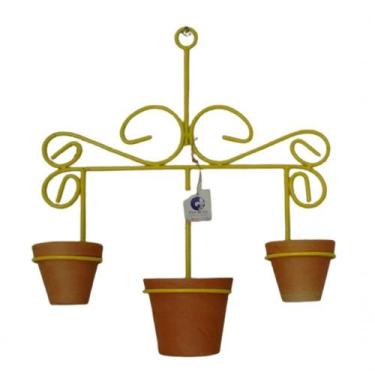 Imagem de Suporte Ferro Para Plantas Retro 3 Vasos - produzido na cor Amarelo. -
