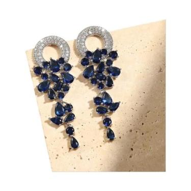 Imagem de Brincos Femininos Vintage De Zircônia Com Flor, Joia De Noivado Longa 