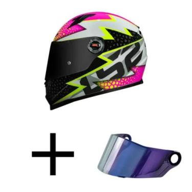 Imagem de Capacete ls2 ff358 classic speedy rosa com viseira camaleâo, 56