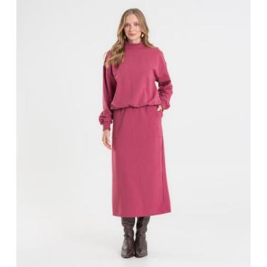 Imagem de Saia Midi Feminina Em Molecotton Com Fenda Rovitex Vermelho, P, Vermel
