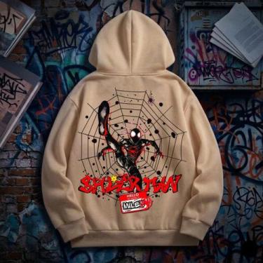 Imagem de Moletom Infantil Canguru Menino Spider-Man Homem Aranha Capuz Blusa de