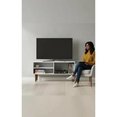 Imagem de Rack Branco 90cm Pé Retrô Sala TV Aparador Apoio - Congratulations Sto
