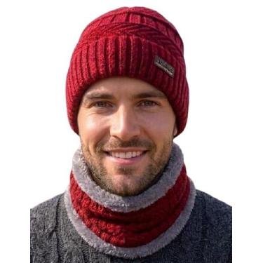 Imagem de Kit Touca Boina Gorro Cachecol Beanie Forrada Lã Inverno - Modas Fagun