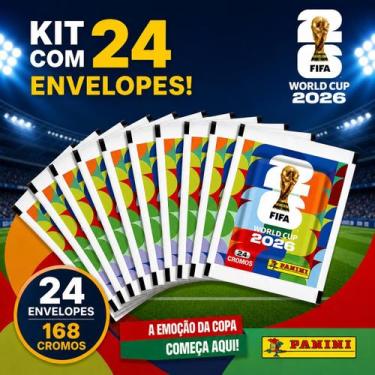 Imagem de Kit Com 24 Envelopes Figurinha 168 Cromos Copa Do Mundo Fifa 2026 Copa