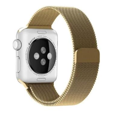 Imagem de Pulseira Milanesa Metal Aço 42mm 44mm 45mm 49mm - Watch, Dourado, 42/4