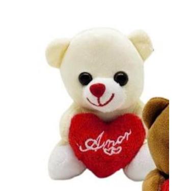 Imagem de Urso De Pelúcia Com Coração FD5063 Bege/Creme/Marrom - Fizzy, Creme