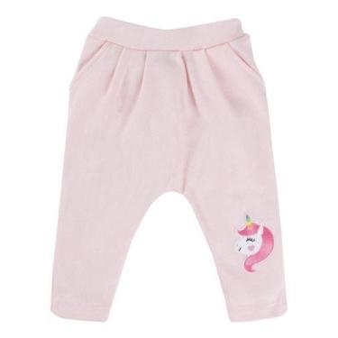 Imagem de Calça  Moletom Saruel Infantil Unicórnio Rosa - L&E, Rosa, 3-6 M