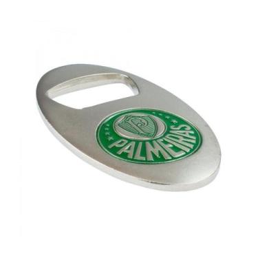 Imagem de Abridor Garrafas Palmeiras Prateado Com Ímã 7,5cm Oficial - Minas de P