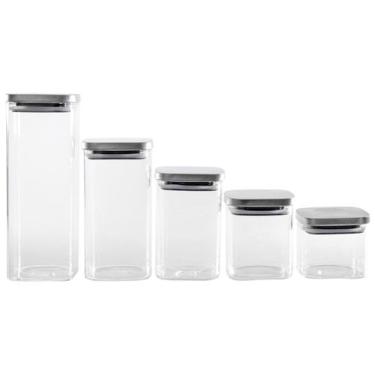 Imagem de Jogo de Porta-Mantimentos de Vidro Quadrado Brinox Lock & Stock 5 Peça