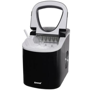 Imagem de Máquina de Gelo em Cubo Portátil 13kg/24h 1400W Caseira Rápido Preta A