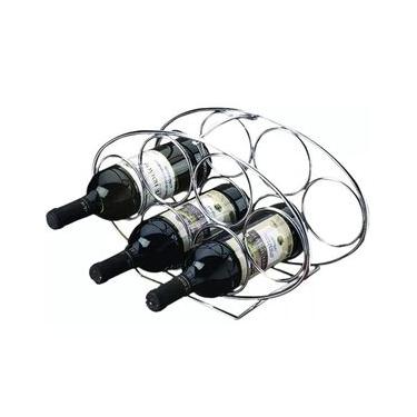 Imagem de Adega Oval 6 Garrafas Vinho Espumante Porta Suporte Cromada