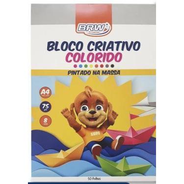 Imagem de Bloco Criativo Colorido BRW Folhas A4 8 Cores 50 Folhas