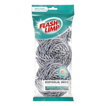 Imagem de Esponja Inox Limpeza Pesada - 3 Peças - Flash Limp