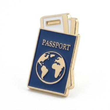 Imagem de Broche Viagem Passaporte Pin Ouro Viajantes Mochileiro Países - TRAVEL