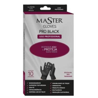 Imagem de Luvas Em Látex Master Gloves Pro Black 10 Unidades Cor Preto Tamanho P