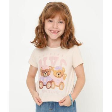 Imagem de Blusa Infantil Manga Curta Estampa Urso Marisa Tam 4 a-77156, Bege, 4