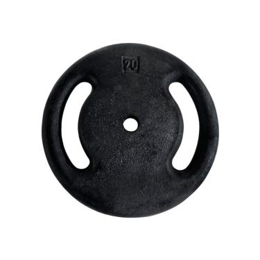 Imagem de Anilha Ferro Fundido Pintado Profissional Alça Lateral Pintura Anti Corrosiva Preto 20kg Anilhas Fitness