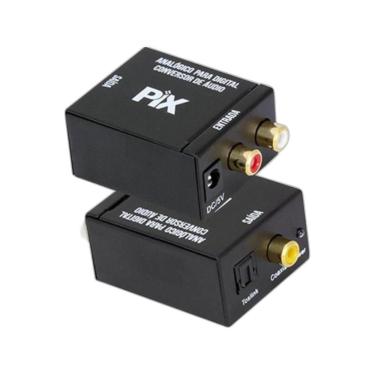 Imagem de Conversor de Áudio Pix Analogico Rca X Digital Saída Coaxial e Toslink 48KHz Preto