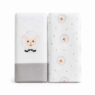 Imagem de Kit 2 Toalhas Fralda Luxo para Bebê 100% Algodão Bordada Ovelhinha - M