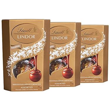 Imagem de Bombom de Chocolate Suíço Lindt Lindor Sortido, 3 Caixas de 75g