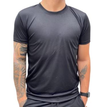Imagem de Camiseta Dry Fit Treino Masculina Academia Musculação Corrida 100% Poliéster (GG, Preto)