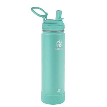 Imagem de Takeya Garrafa de água Actives com tampa de canudo – Garrafa com isolamento duplo de aço inoxidável – Pode ser lavada na lava-louças e livre de BPA – Garrafa com tampa de canudo e amortecedor