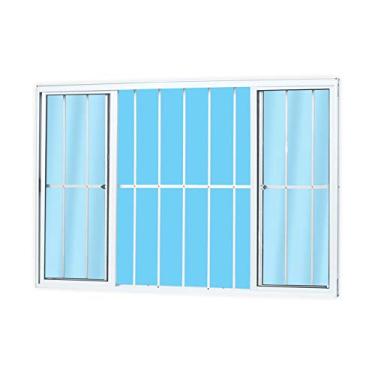 Imagem de Janela de correr de alumínio 4 folhas com grade MGM Soft 100x120cm branco Janela de correr de alumínio 4 folhas com grade Soft 100x120cm branco MGM